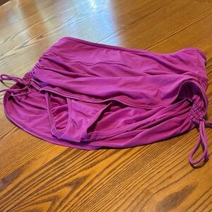 Lands' End Magenta Ruched Swim Skirt built-in panties